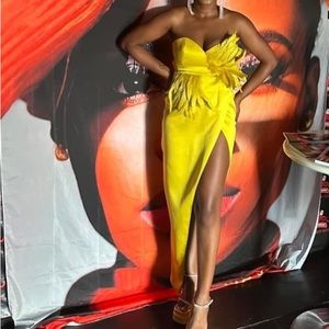 Yellow feather dress